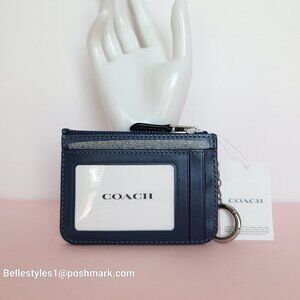 COACH Mini Skinny ID Card Case in Denim Signature- Deep Blue multi color⭐
